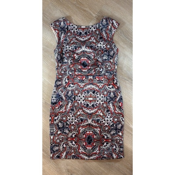 The Limited Paisley Bodycon Dress Sleeveless V Neck Career‎ Cocktail Party Sz 8 - Picture 1 of 10